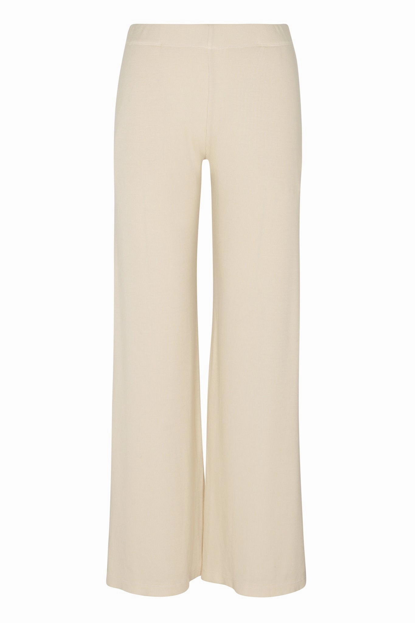 Vintage White Rib Wide Leg Pants Durable Fit