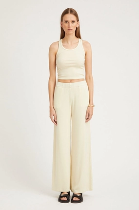 quick dry Vintage White Rib Wide Leg Pants