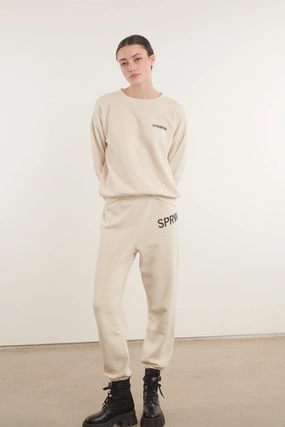 All-Purpose SeamlessKnitConstruction Vintage White Small Logo Sweatpants