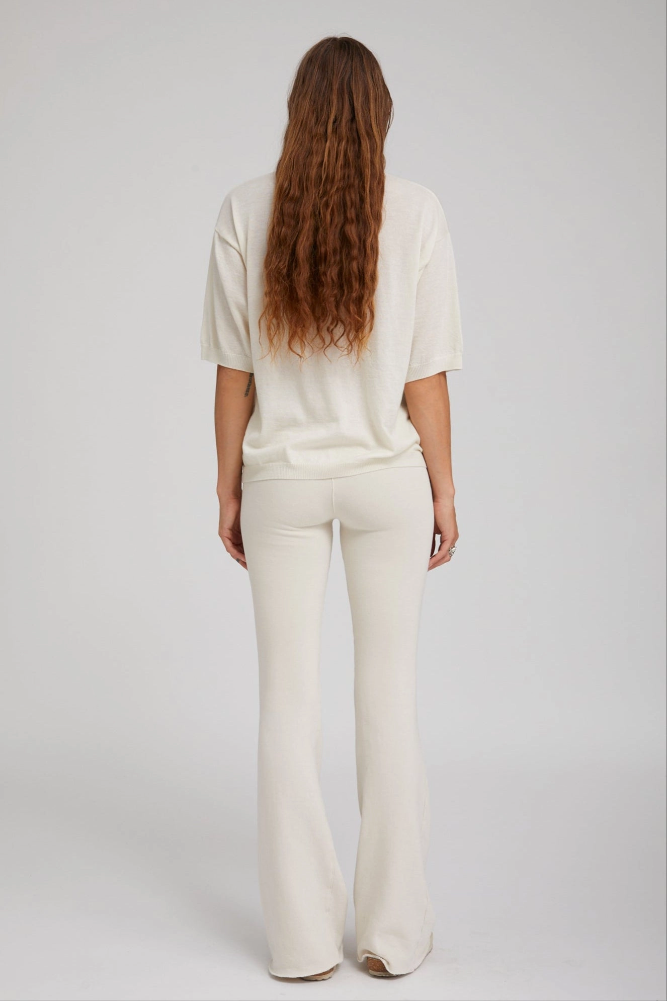Vintage White Tri-Blend Micro Flare Pants UV Protective Layer