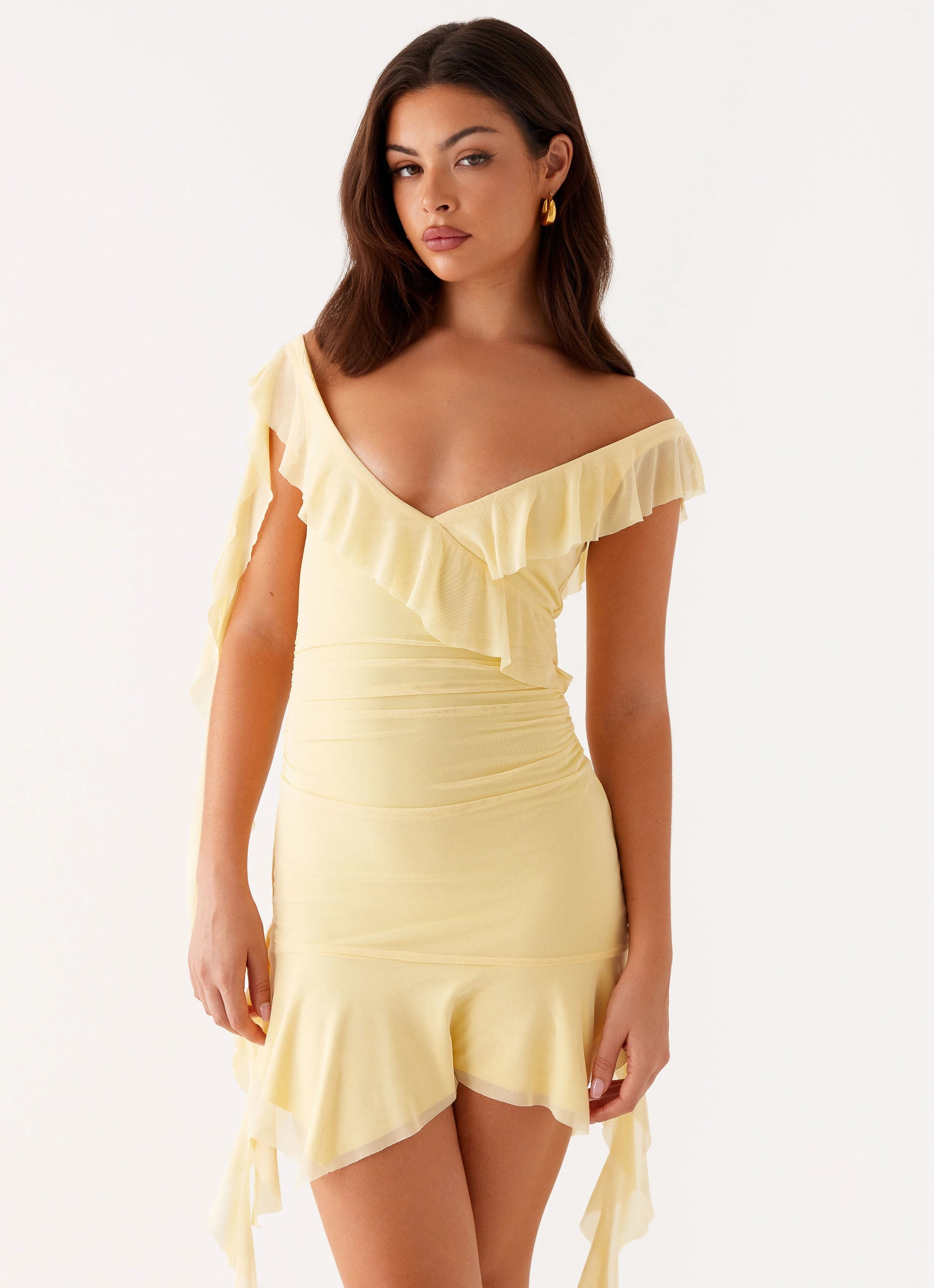 Shona Mini Dress - Yellow Casual Comfort StretchableKnit