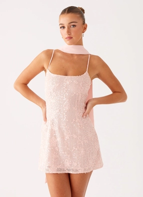 Vision Sequin Mini Dress - Pink Vacation Vibes garden party