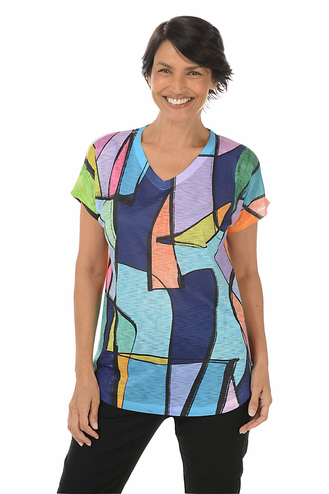 Vita Short Sleeve Slub Knit Top Antibacterial Fabric Contoured Side Panels