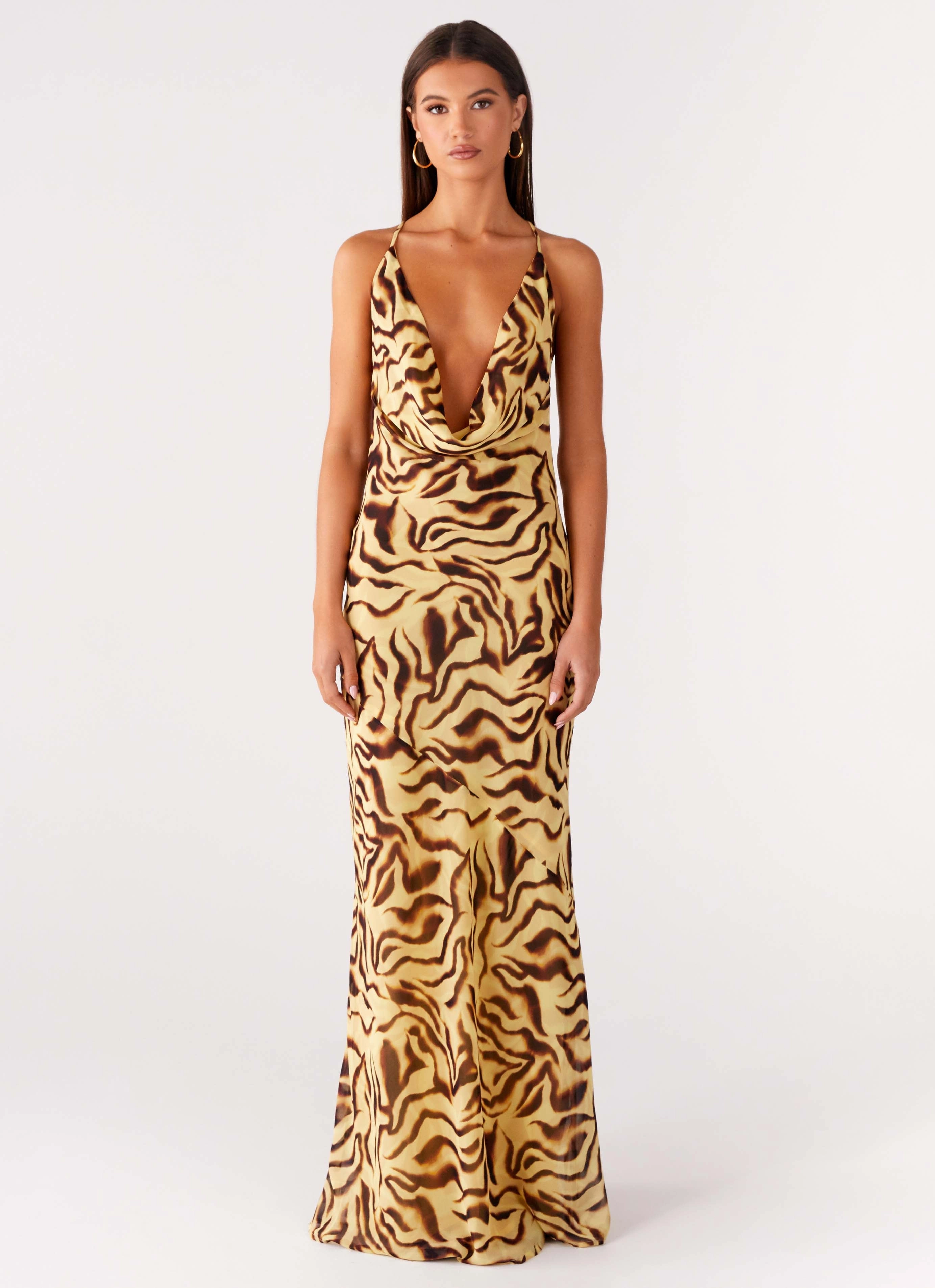 Viva Lune Maxi Dress - Laguna Print Soft Lines Classic Flow