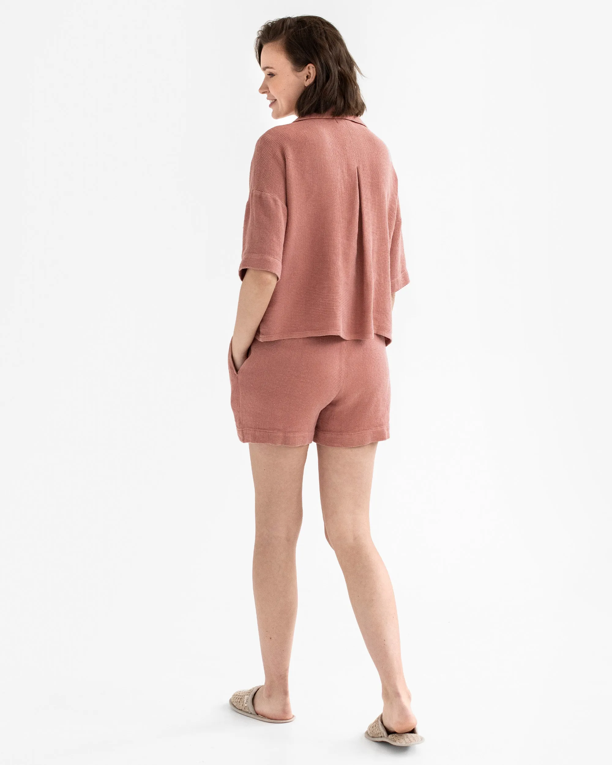 Waffle shirt CHARTRES in Burnt sienna