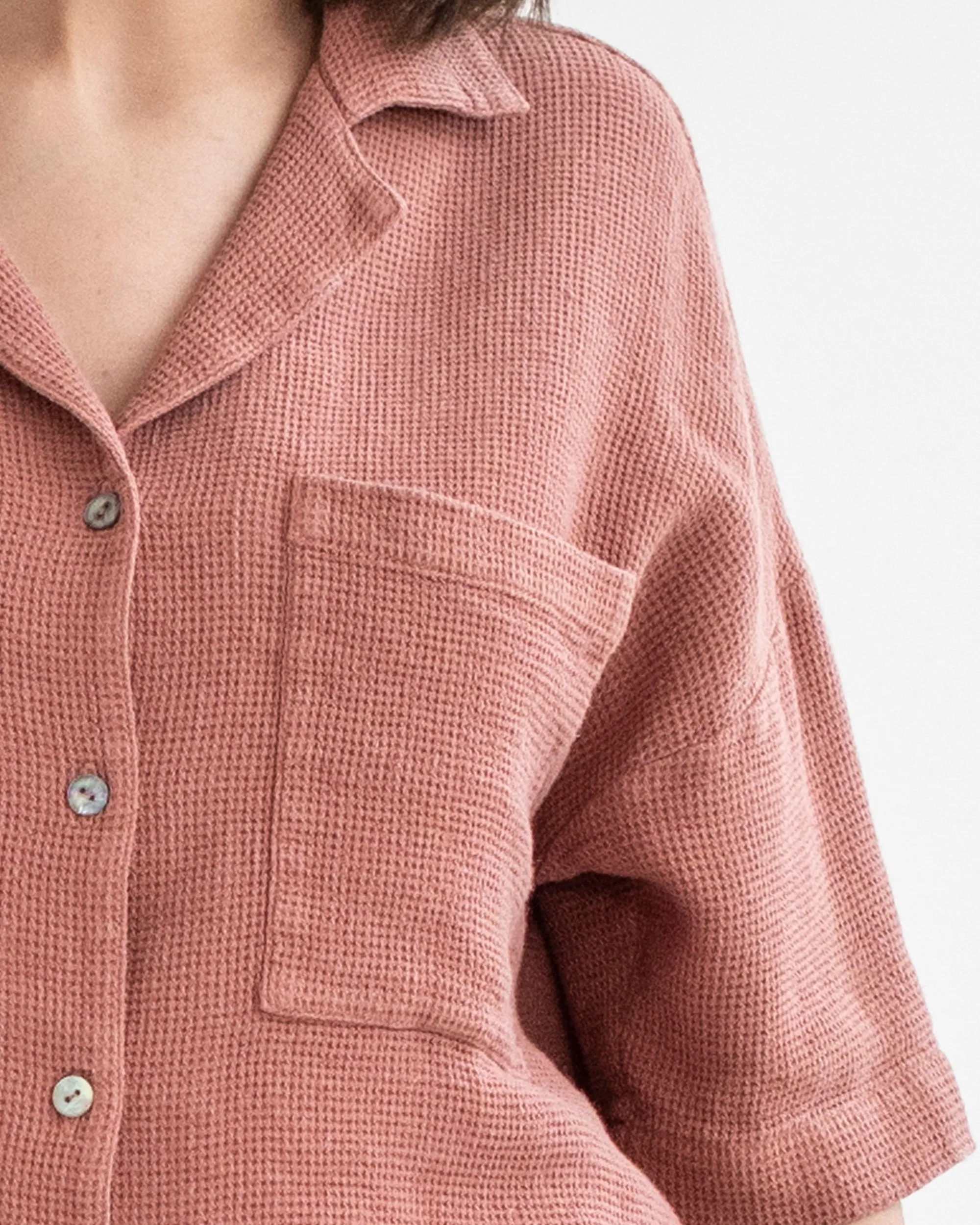 Waffle shirt CHARTRES in Burnt sienna