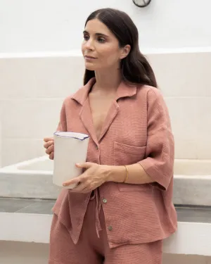 Waffle shirt CHARTRES in Burnt sienna