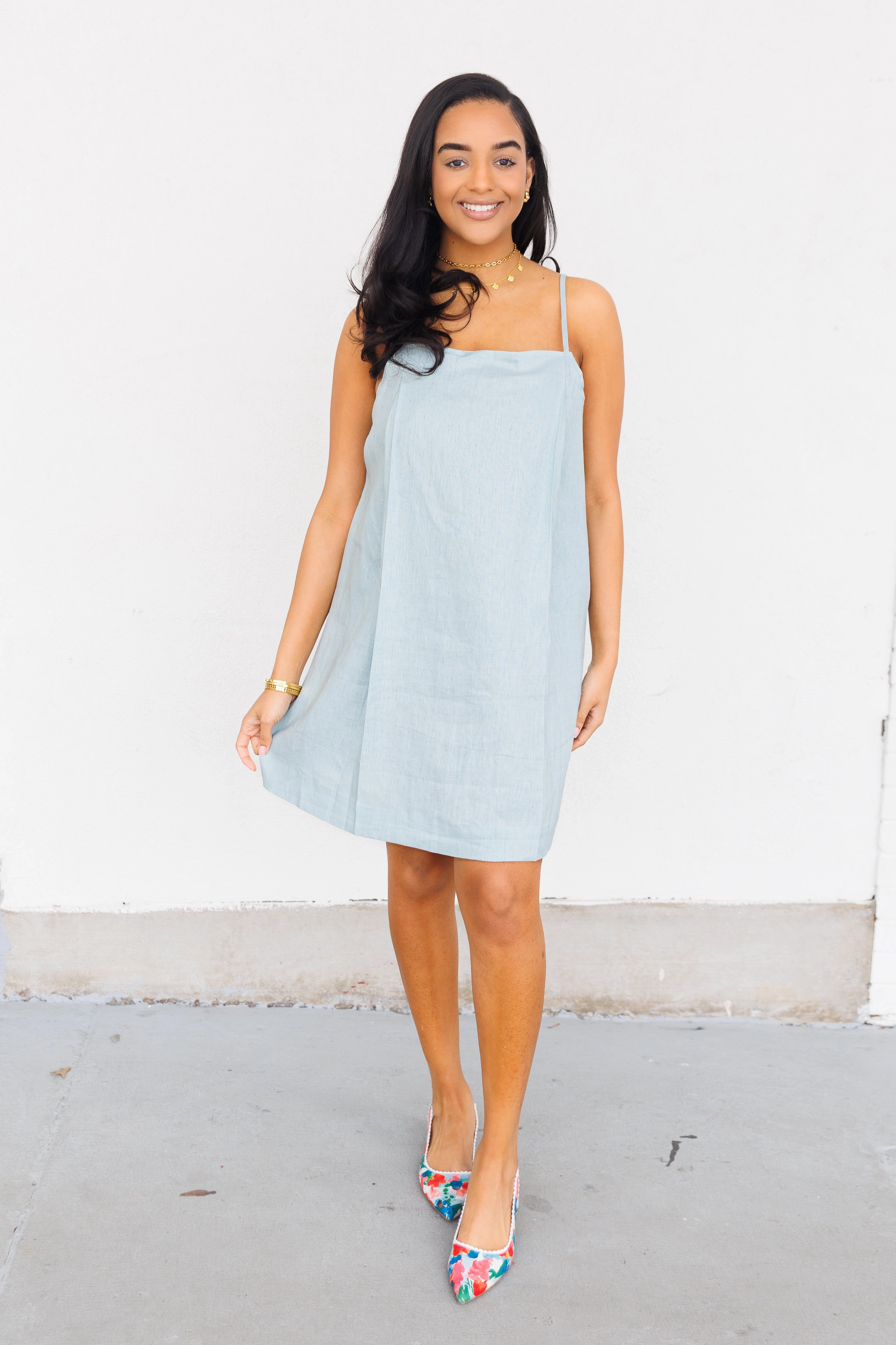 ANDIE LINEN MINI DRESS Easy Comfort Gloss Accent