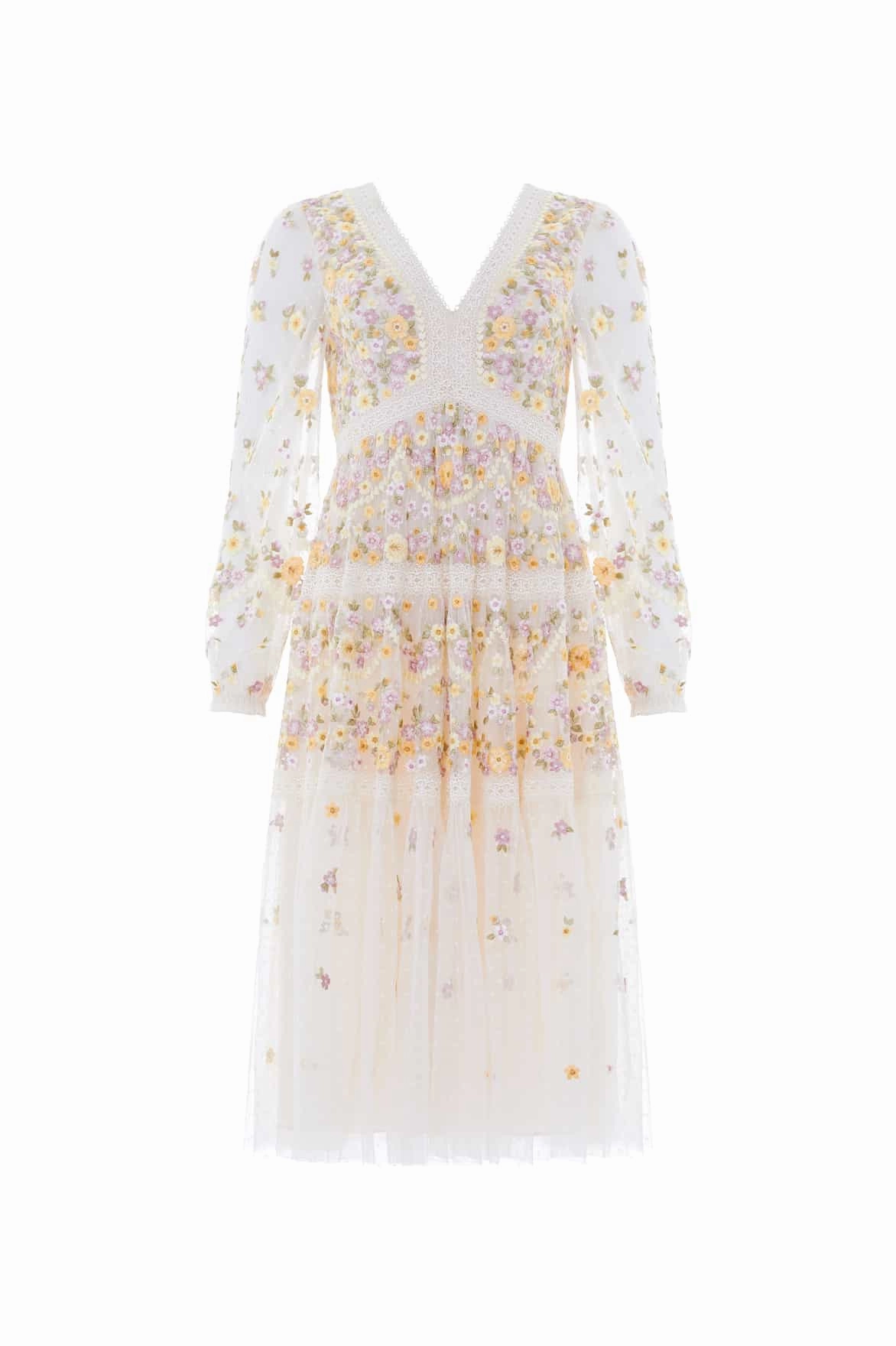 Flattering Shape Weekend Fresh Garland Ribbon Midaxi Dress