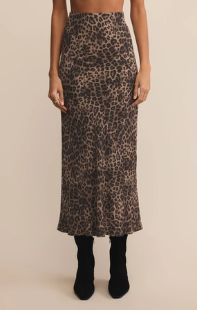 Removable Belt Easy Movement Izabel Leopard Skirt in Desert Tan