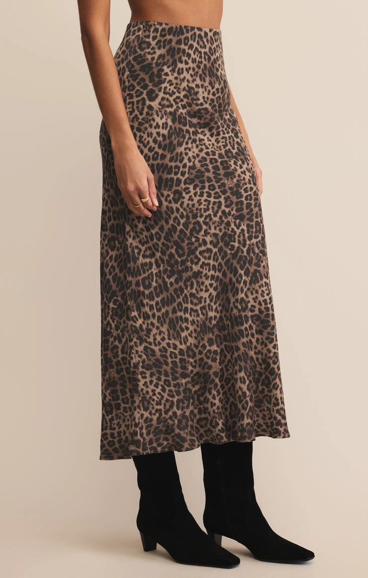Earth Tones High Waist Izabel Leopard Skirt in Desert Tan