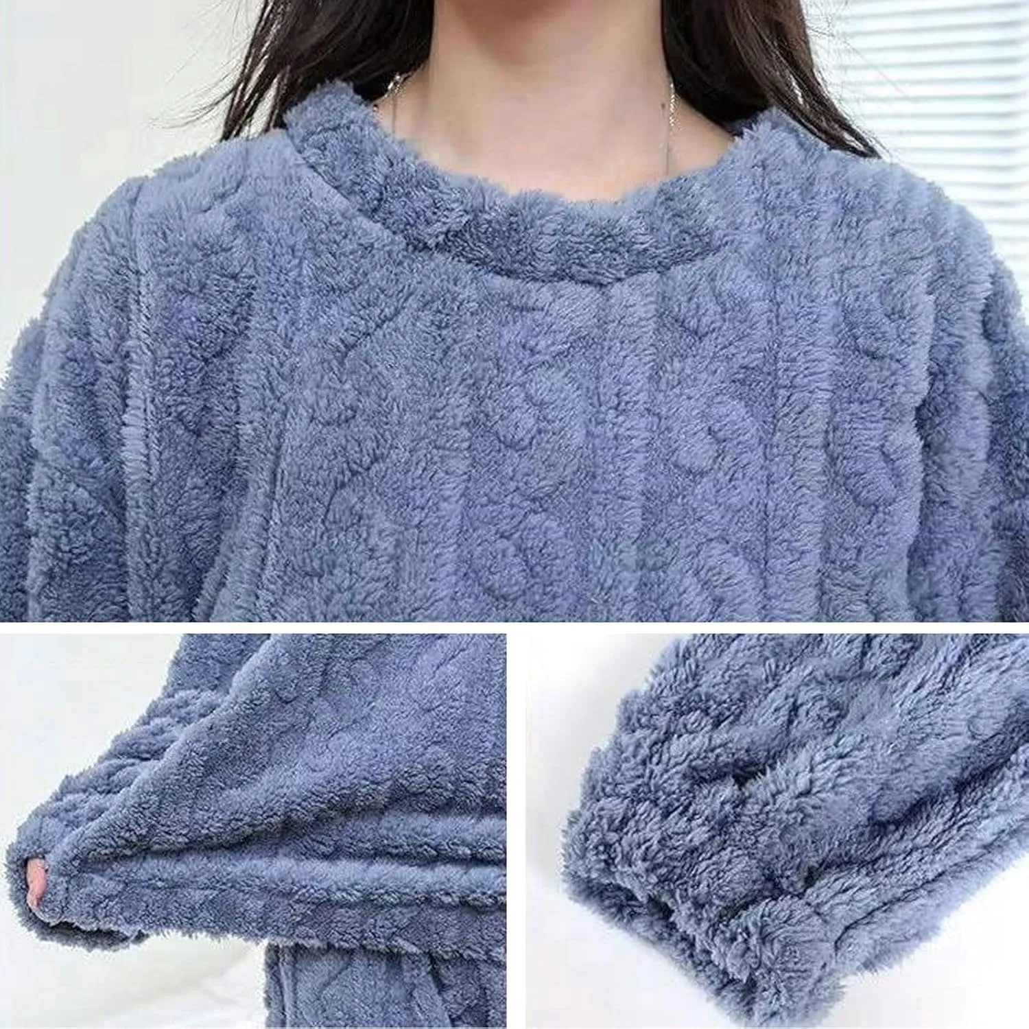 Warm Flanne Pajamas for Women Set Winter Pajama Sets Pjs Soft Coral Fleece Loungewear Sleepwear Two Piece Pijamas