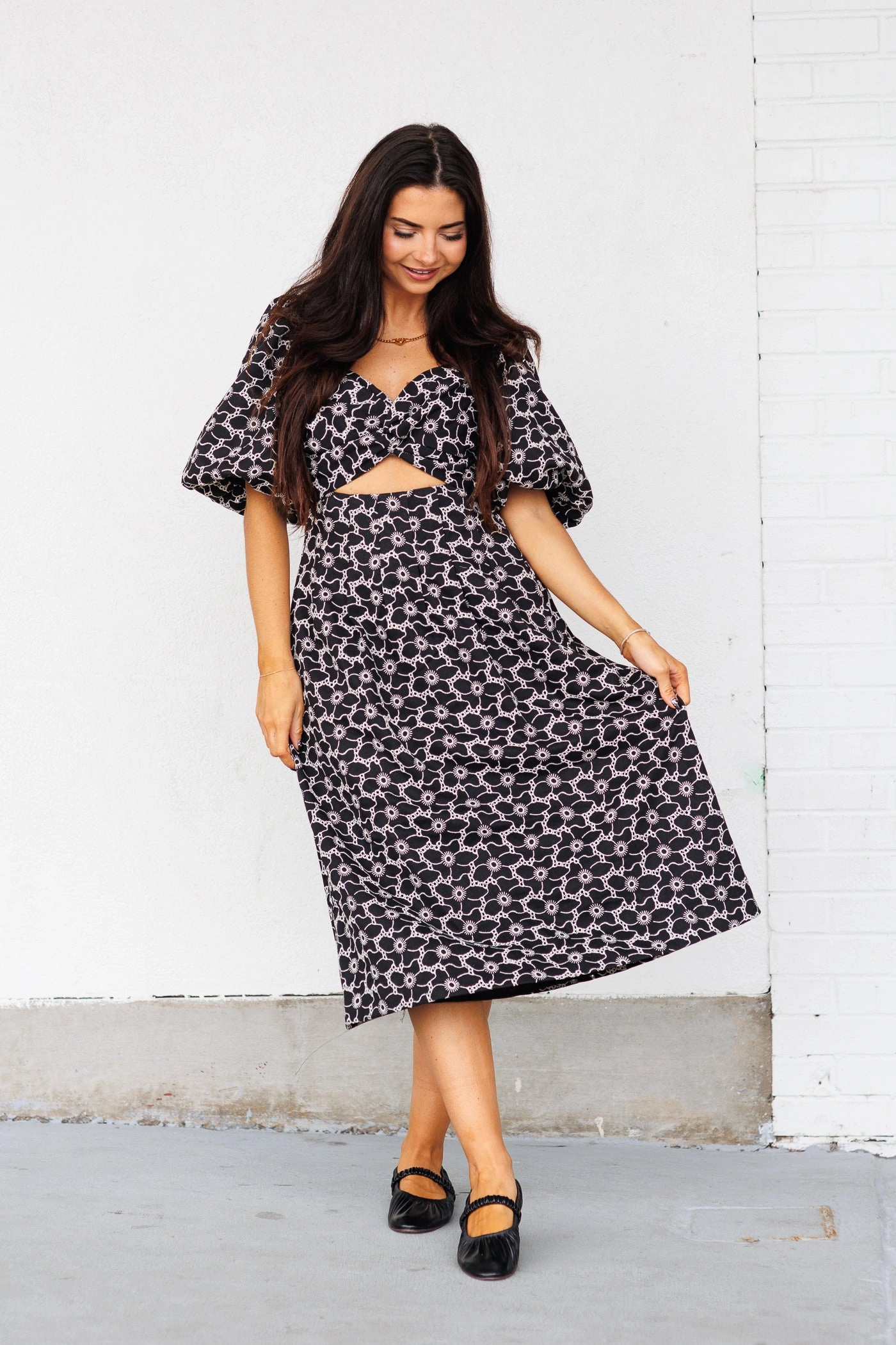 ANNA MIDI DRESS Soft Balance Stud-Detail