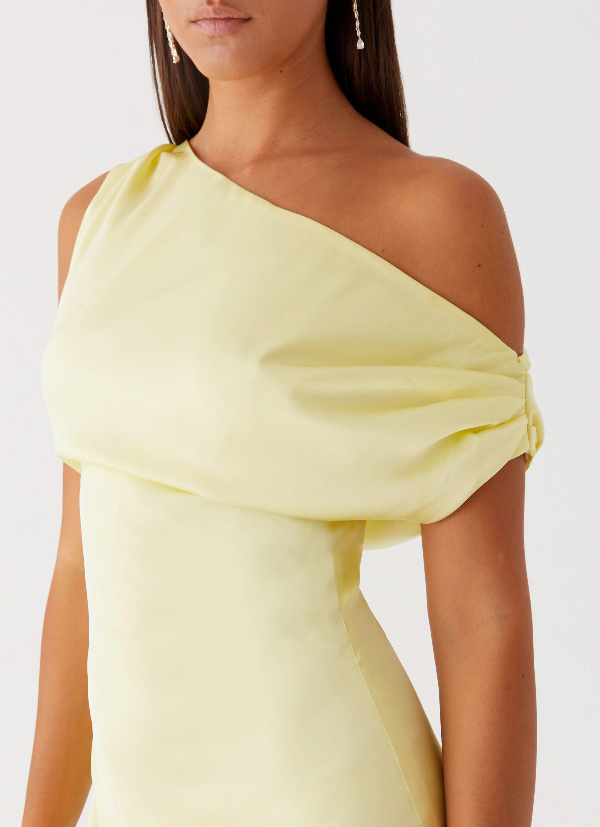Heart Of Glass Satin Maxi Dress - Yellow Neutral Finish