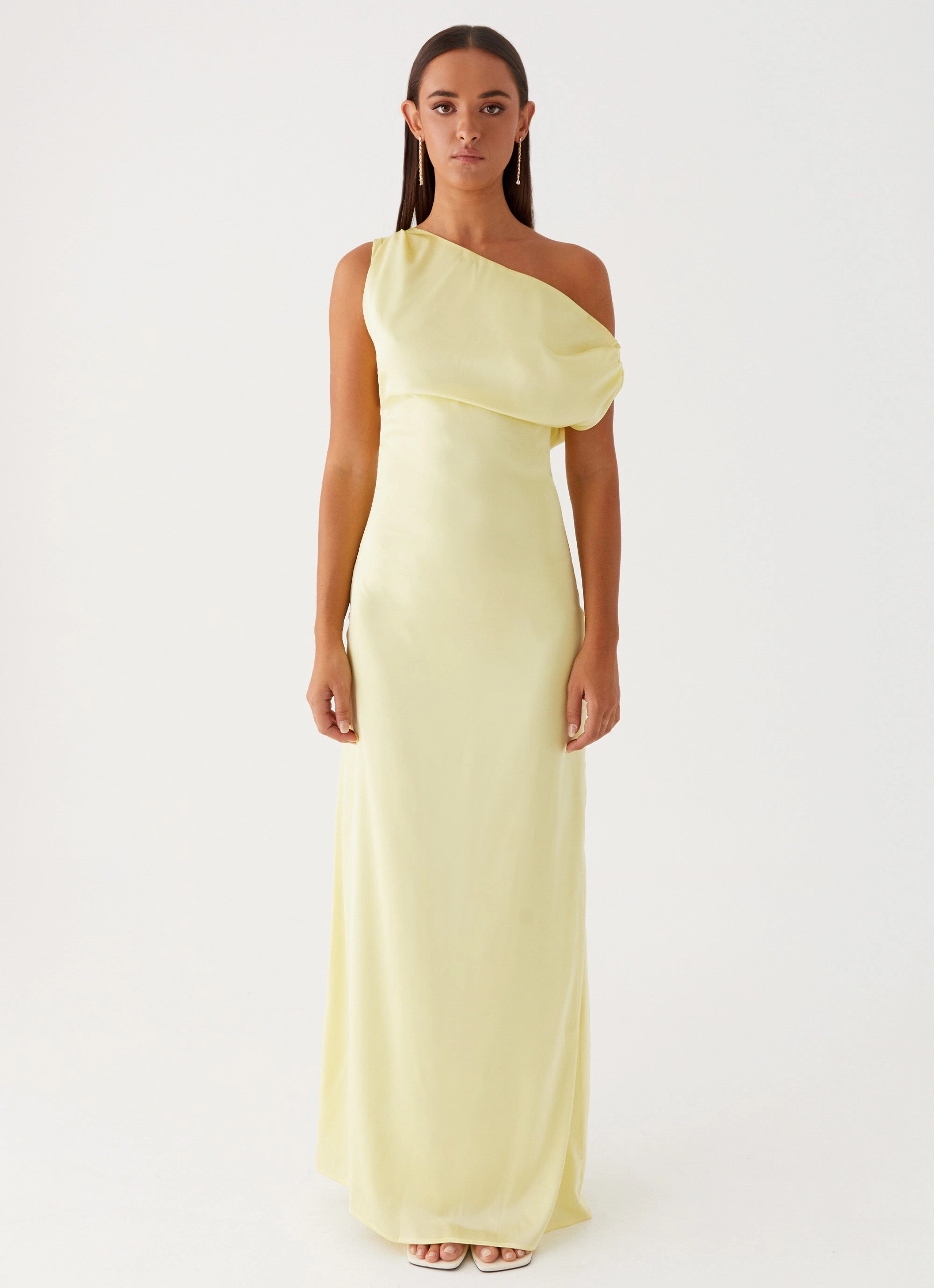 Subtle Touch Heart Of Glass Satin Maxi Dress - Yellow