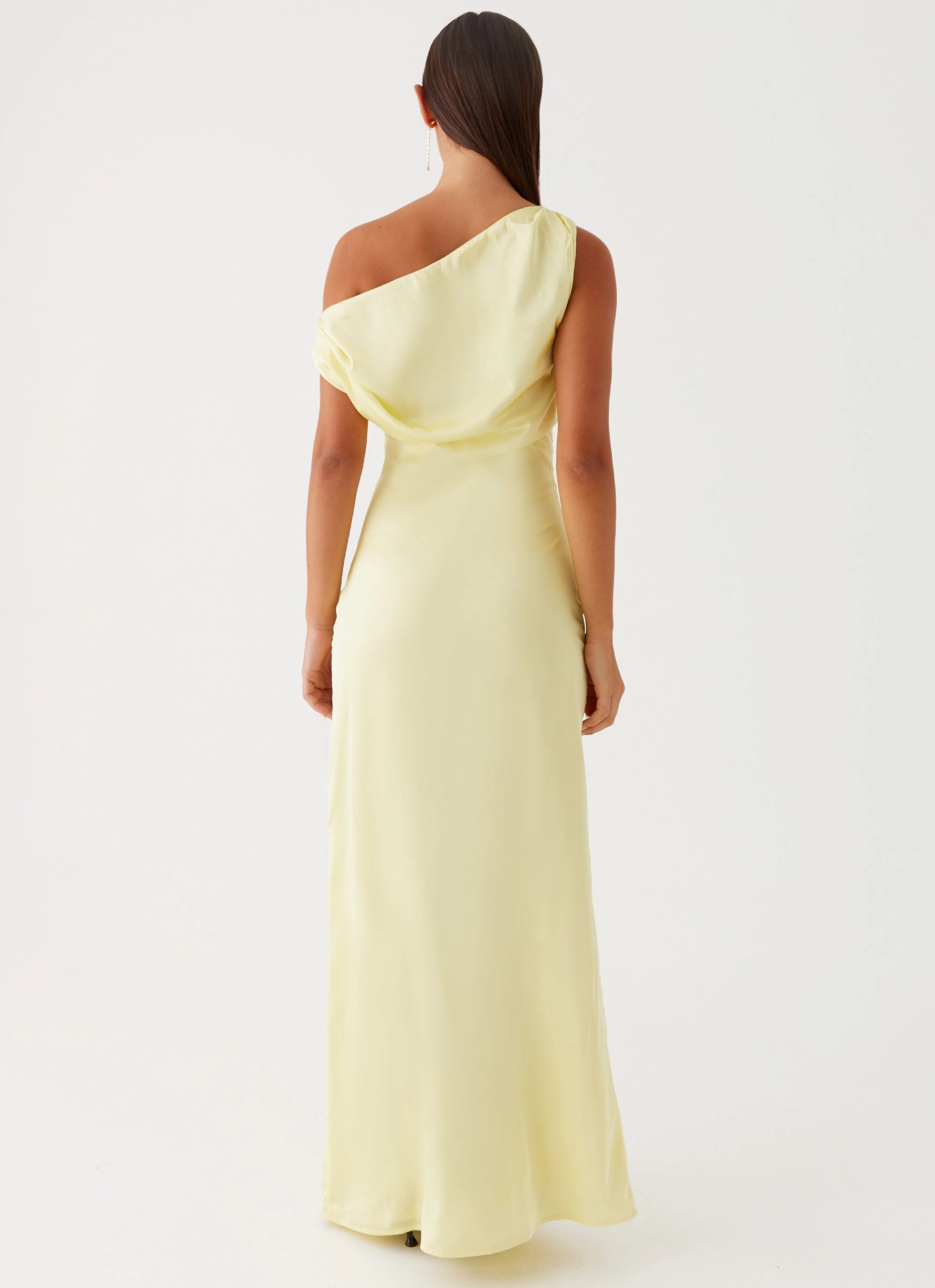 Heart Of Glass Satin Maxi Dress - Yellow Relax Line Calm Mood