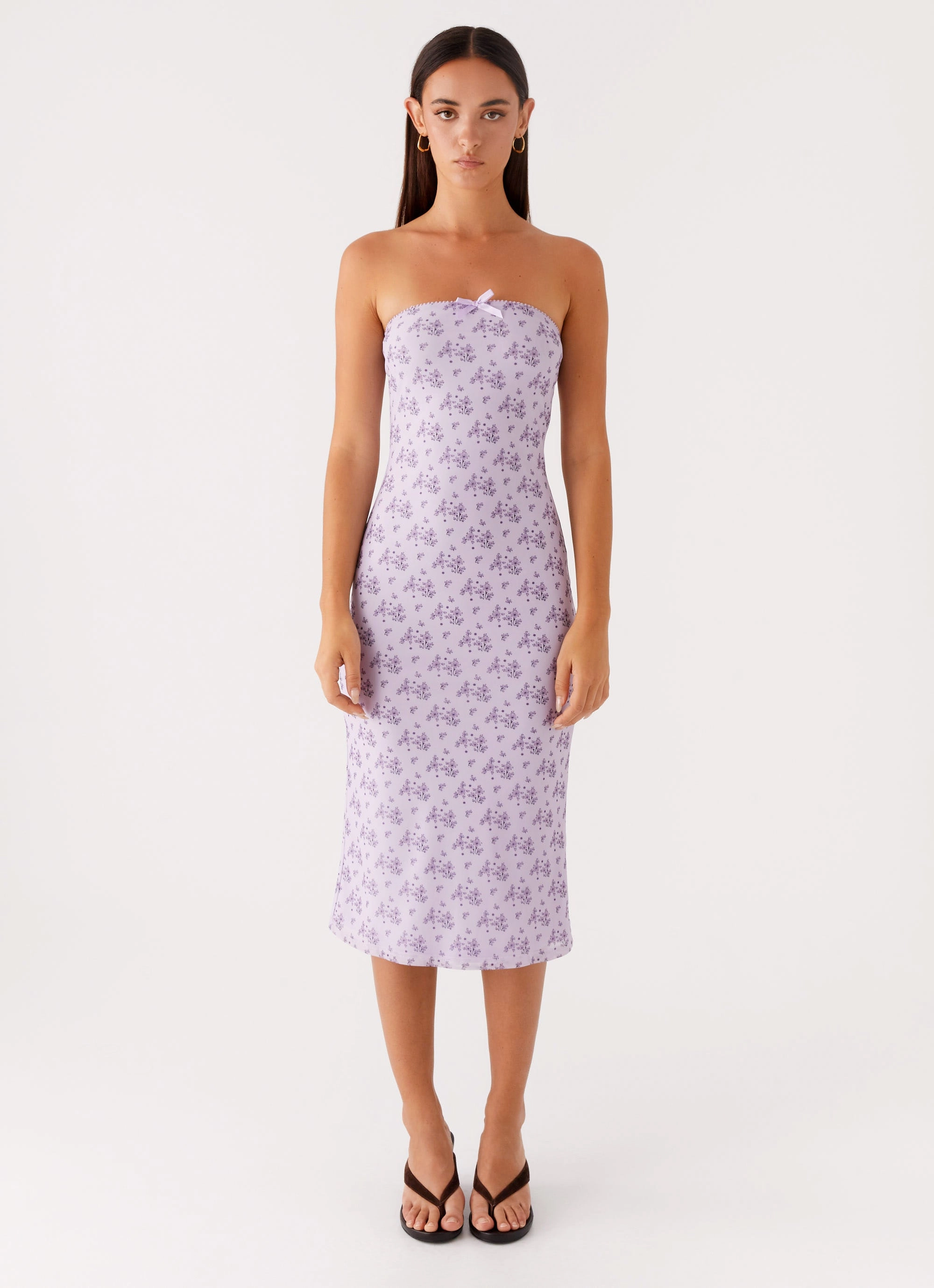 Layered Fit Keila Strapless Midi Dress - Lavender Meadow