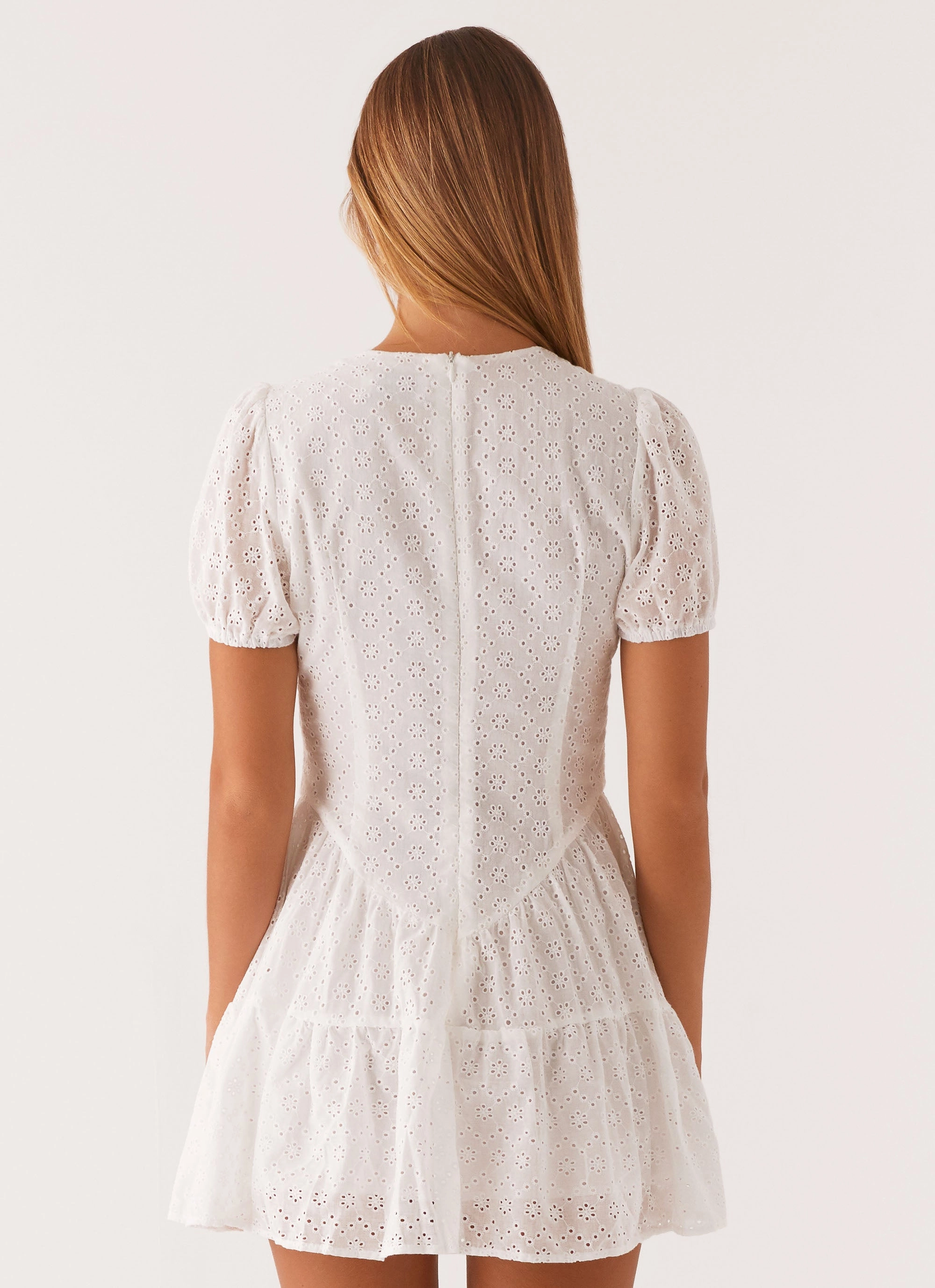 Sweetness Mini Dress - White Stream Cut Texture Blend