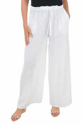Breathable Stretch Wear LowProfileStitching Solid Color Linen Palazzo Pant