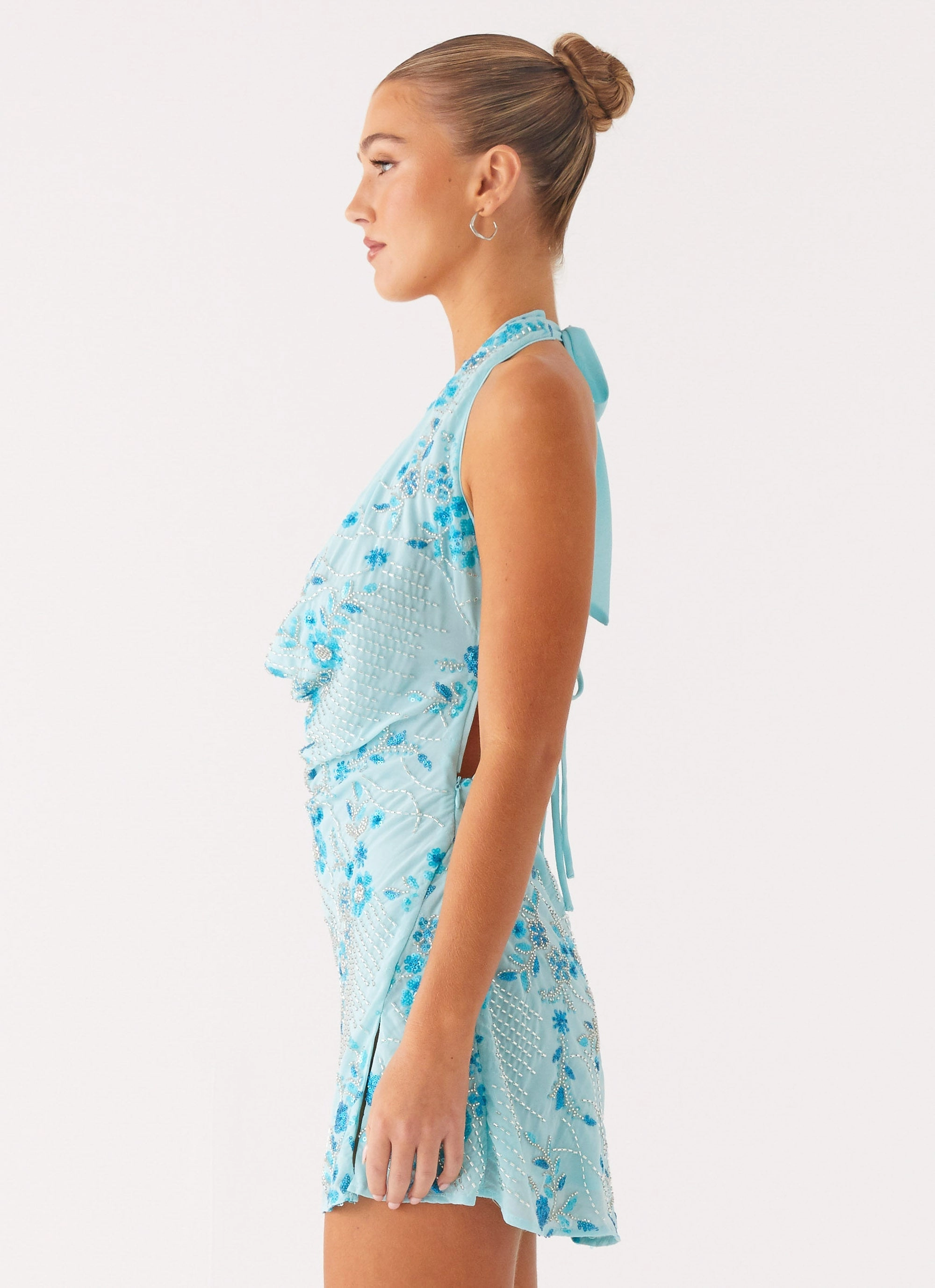 Street Motion Cinzia Beaded Mini Dress - Blue