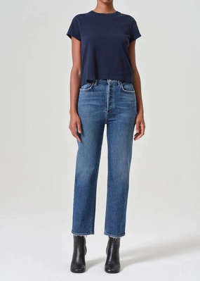 90's Pinch Waist Crop Jean in Solace Quick Matchup Fashion Routine
