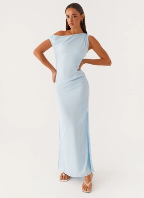 polka-dot Bold Statement Dinner Date Maxi Dress - Blue