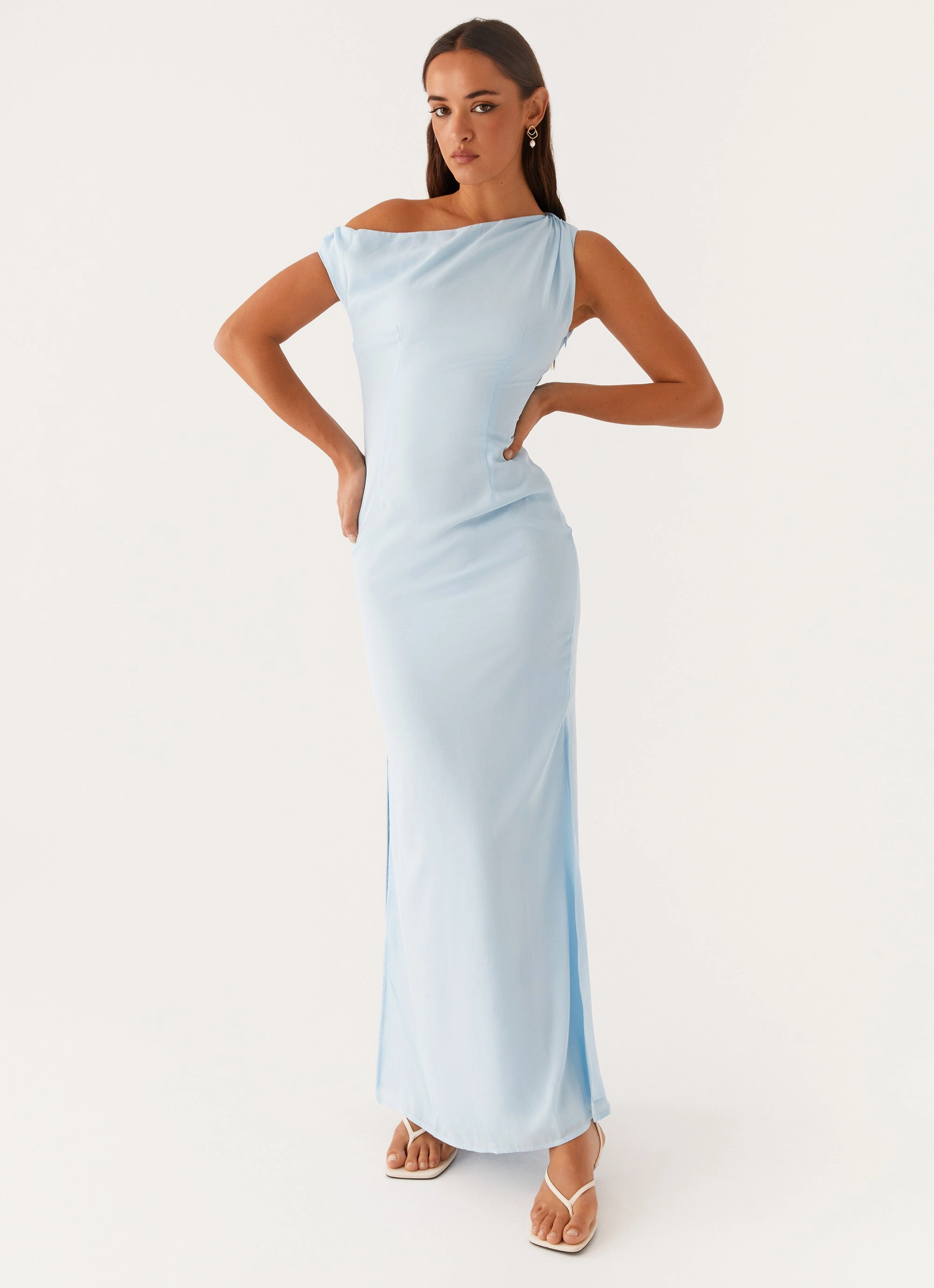 polka-dot Bold Statement Dinner Date Maxi Dress - Blue