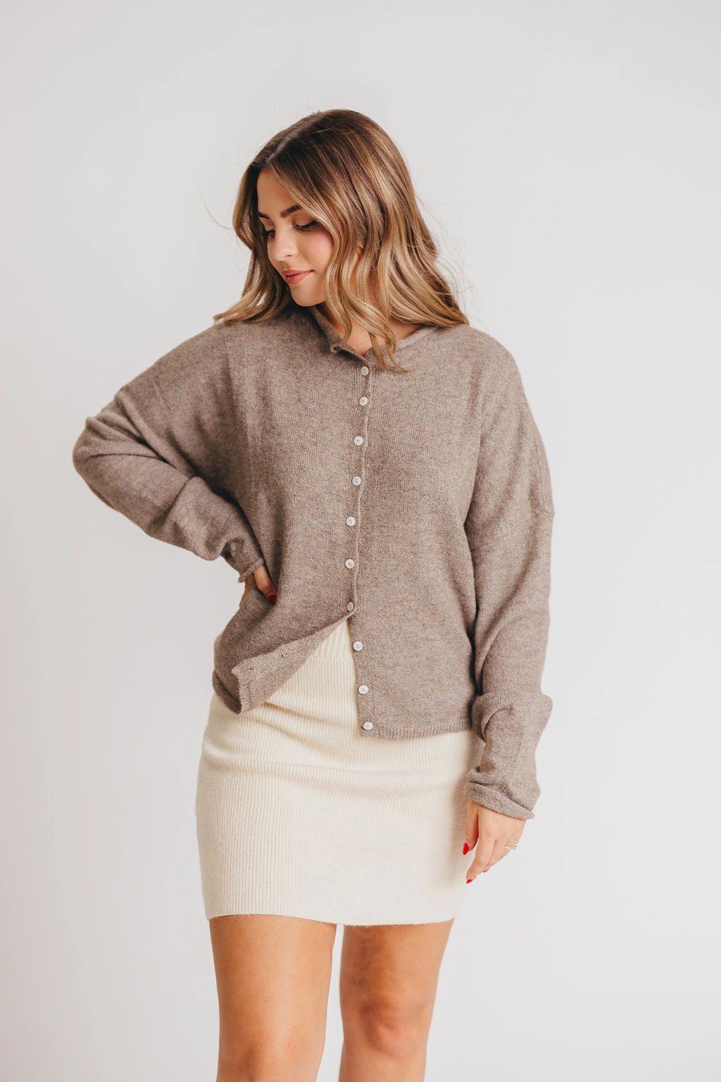 Vintage Hoodie Piper Cardigan in Mocha