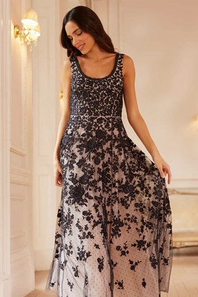 Rosa Scoop Neck Ankle Gown Bold Color