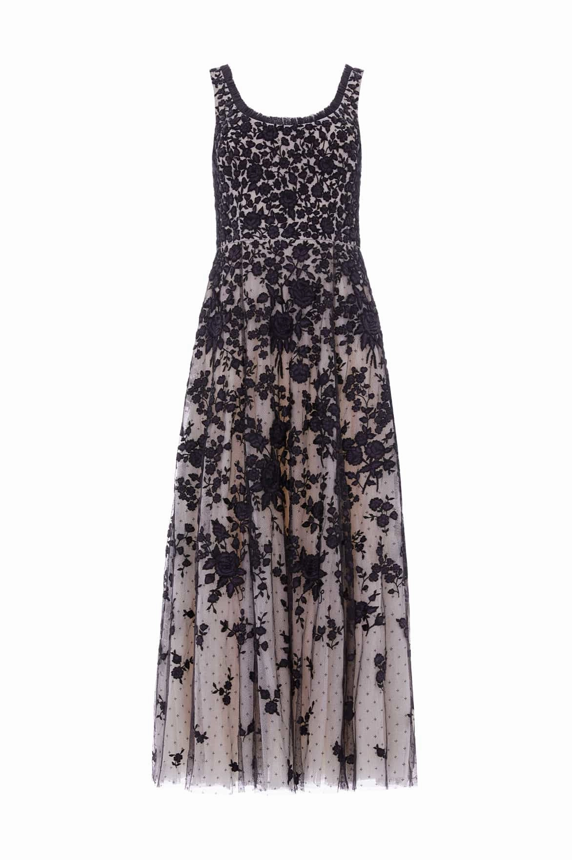 DoubleLayeredMaterial Rosa Scoop Neck Ankle Gown