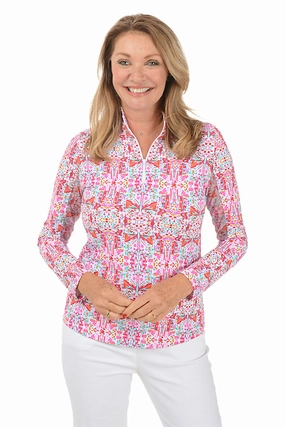 Ethically Sourced Yarn Watermelon Ridley Aztec UPF50  Sun Shirt