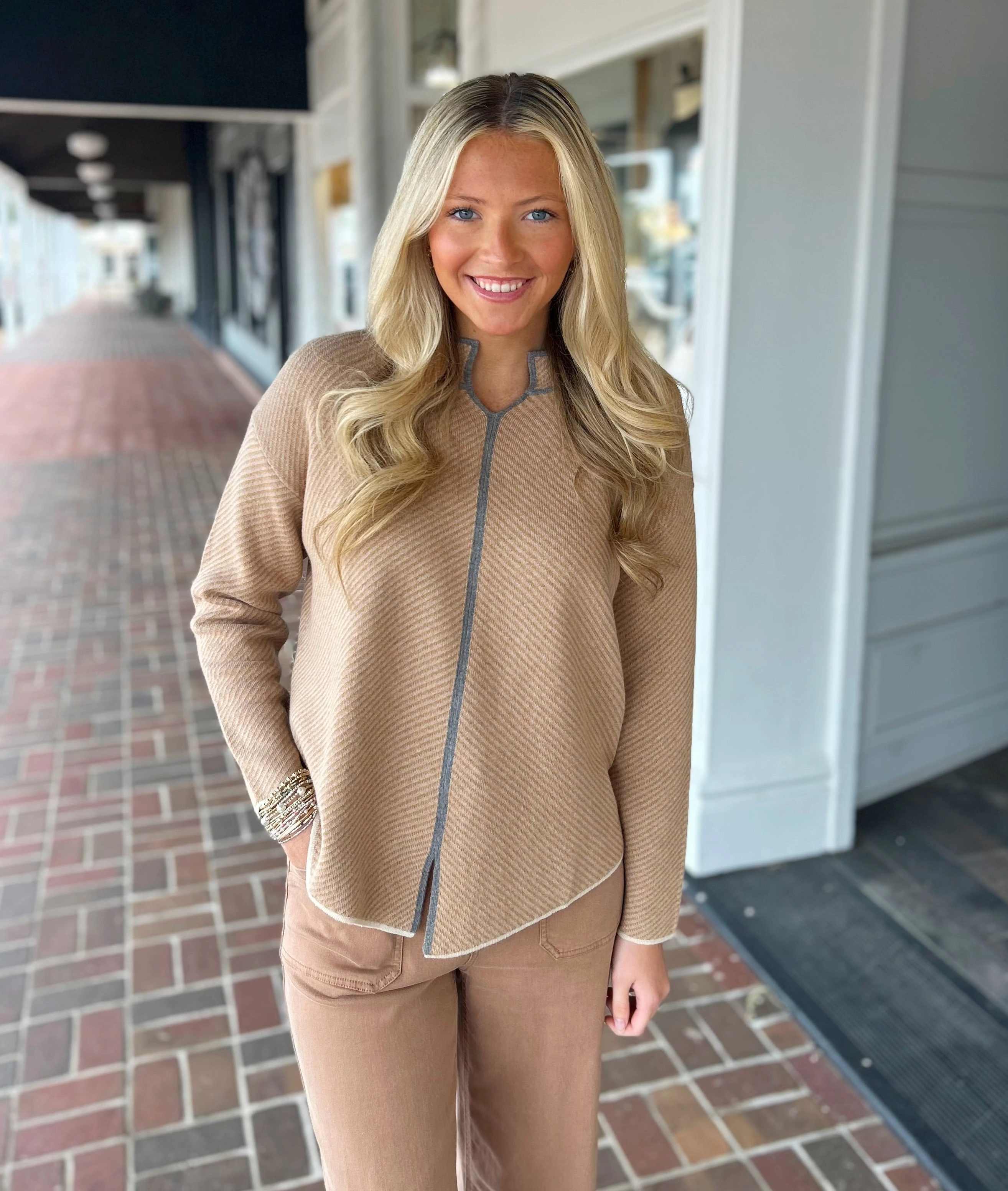 Basic Wardrobe Friction Reducing Finish Neru Collar Sweater in Camel