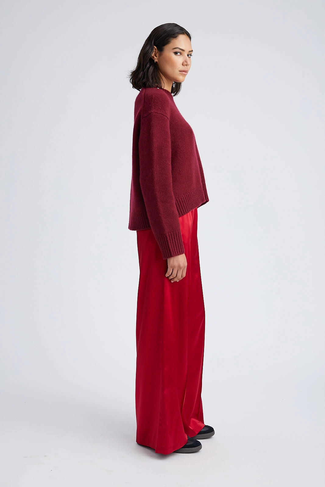 Scarlet Silk Wide Leg Pintuck Pants Modular Attachment