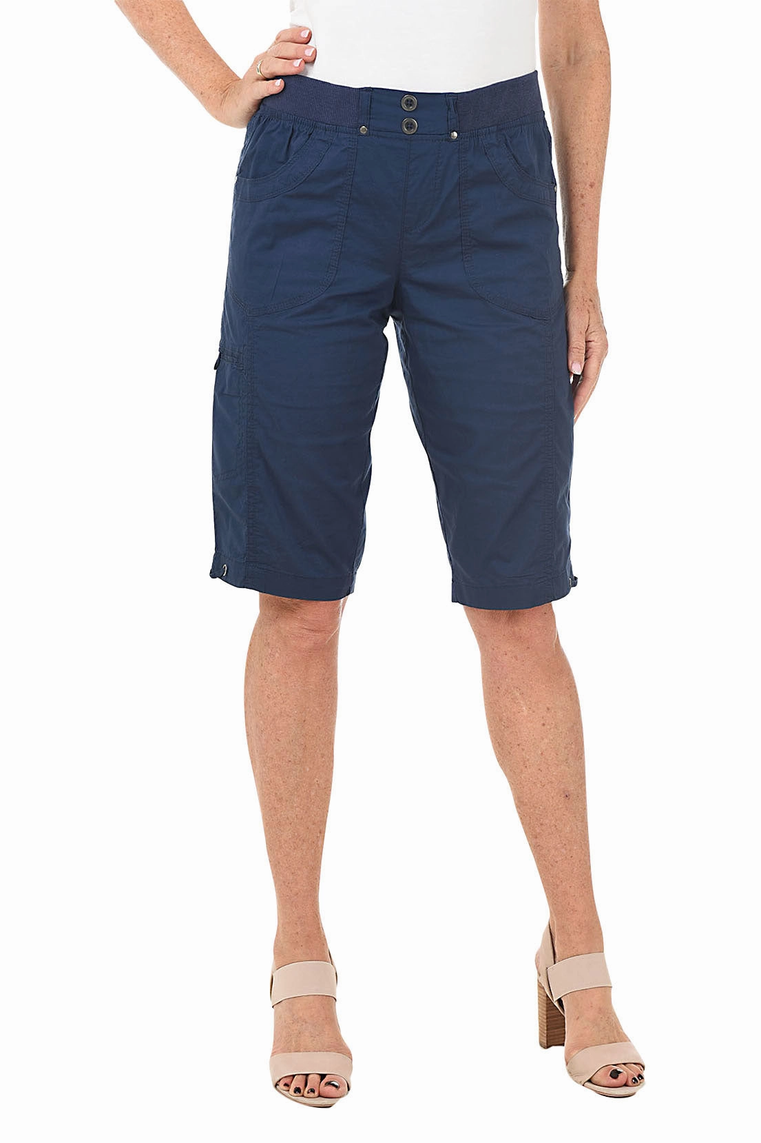 AdjustableTabs Decorative stitching Vanessa Pull-On Grommet Skimmer Pant