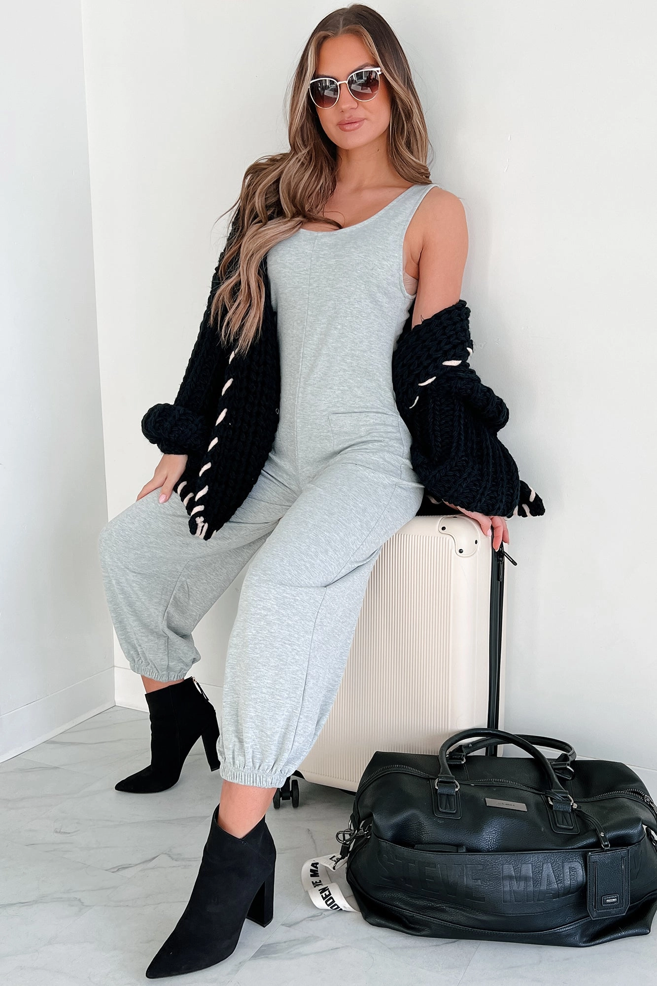 MeshVentilation We Grew Apart Sleeveless Scoop Neck Jumpsuit (Heather Grey)