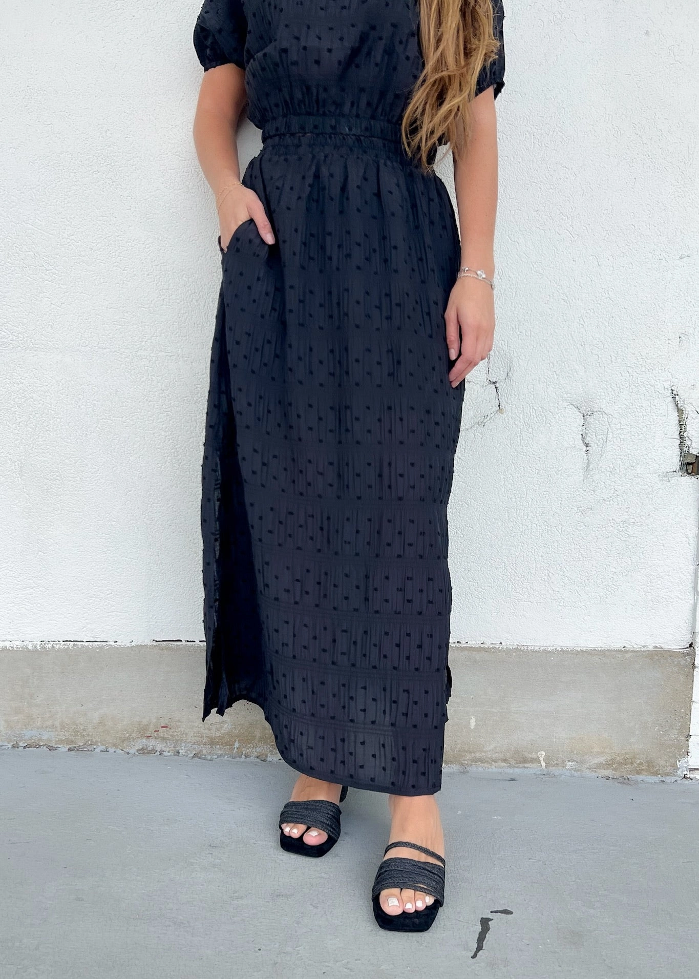 Simple Fashion Soft Combo MALIA TEXTURED MIDI SKIRT