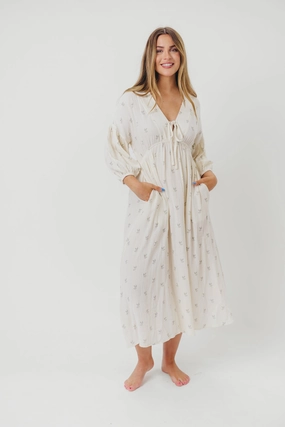 Hunter Midi Dress in Soy/Sage Foliage All weather