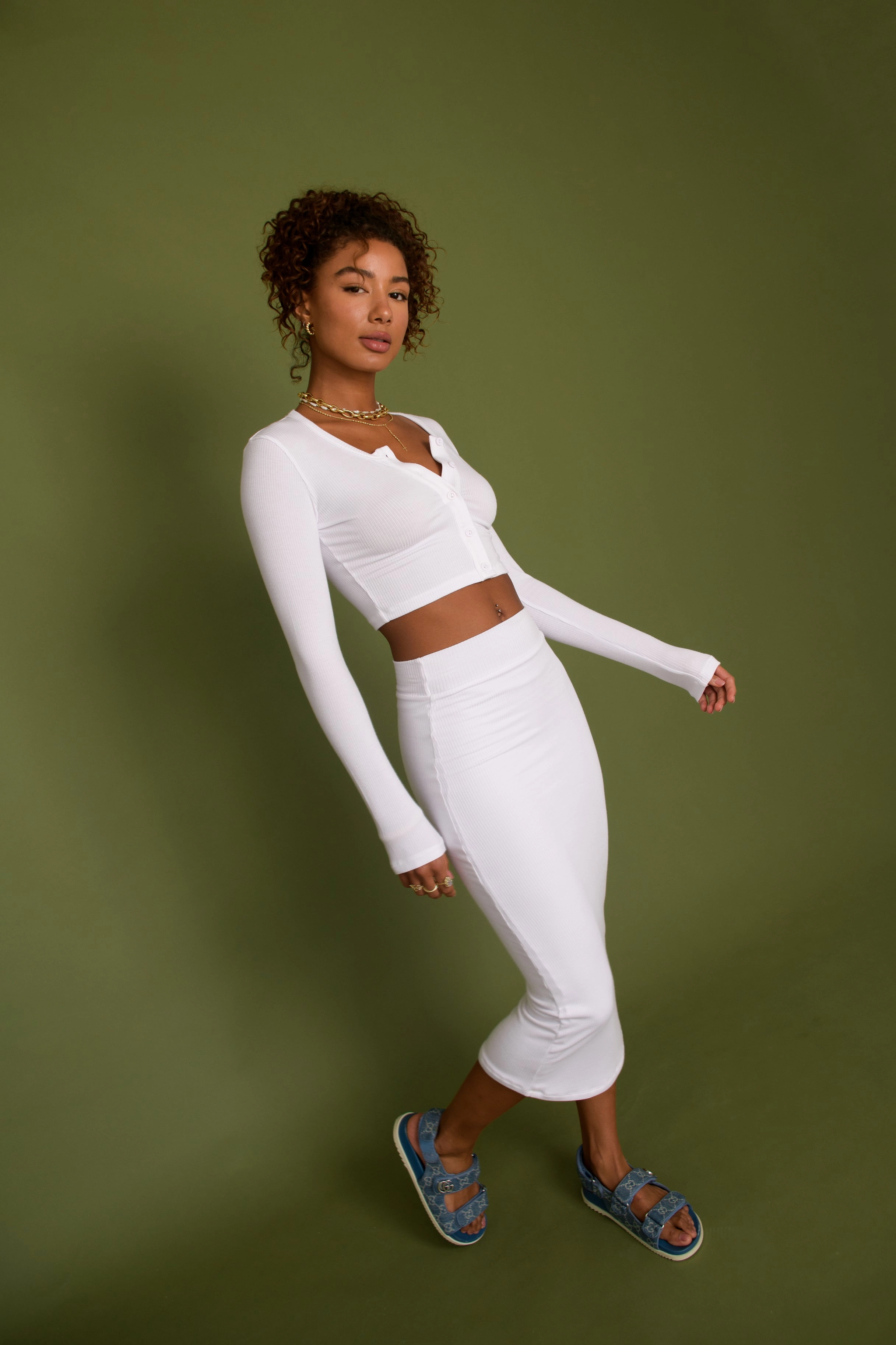 Easy Outfit Serena Skirt Ribbed - White