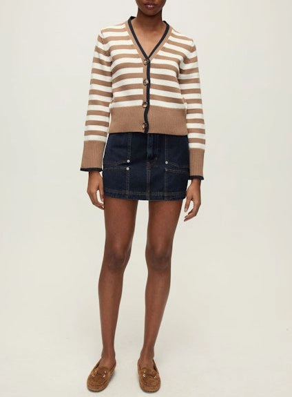 Monae Cardigan Dark Acorn/Dove Fleece Pullover Stretch Fit Top