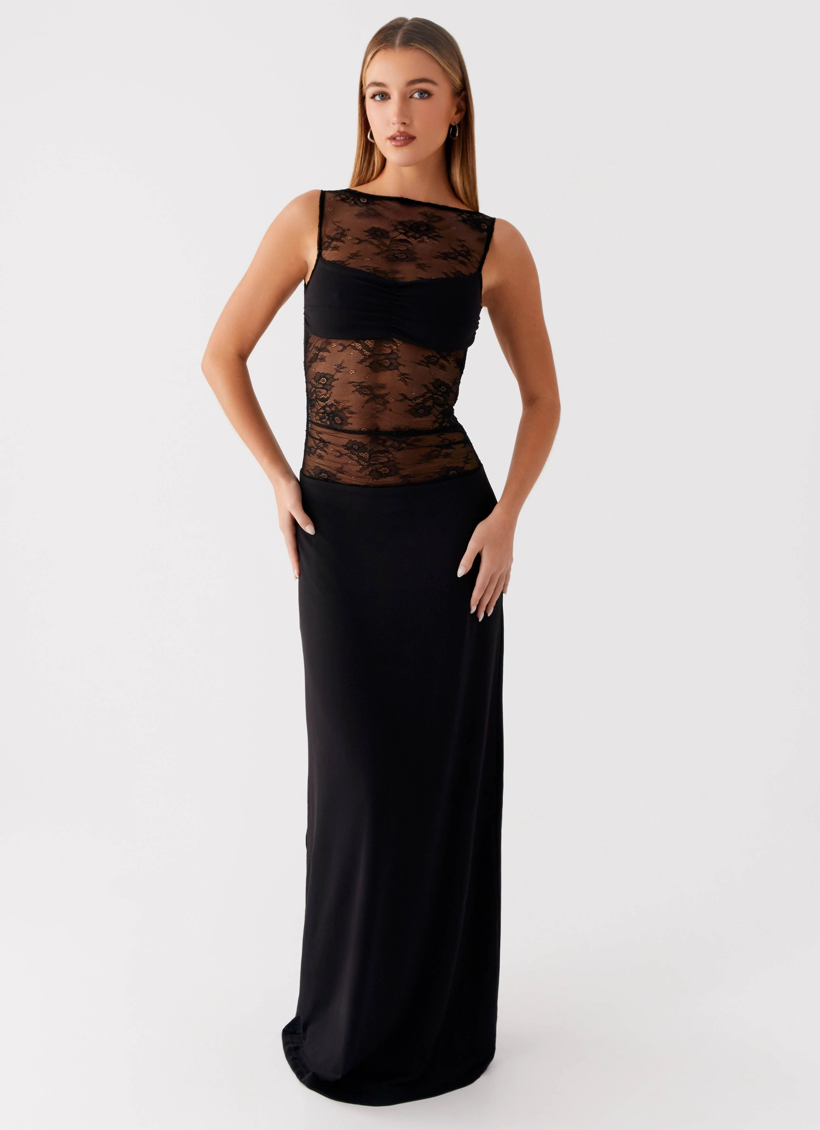 Wesley Maxi Dress - Black Crisp Texture