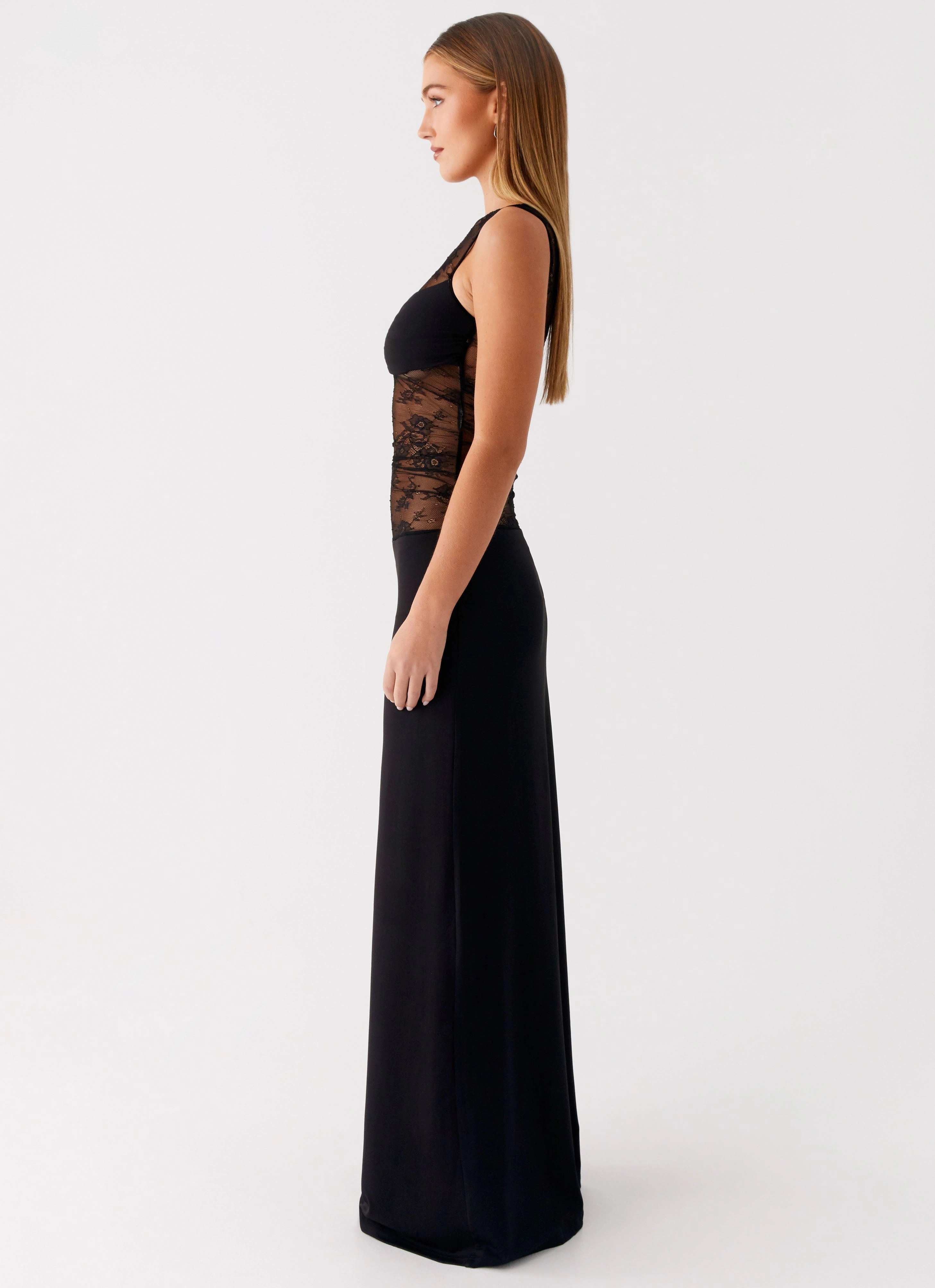 Wesley Maxi Dress - Black Padded-Bust
