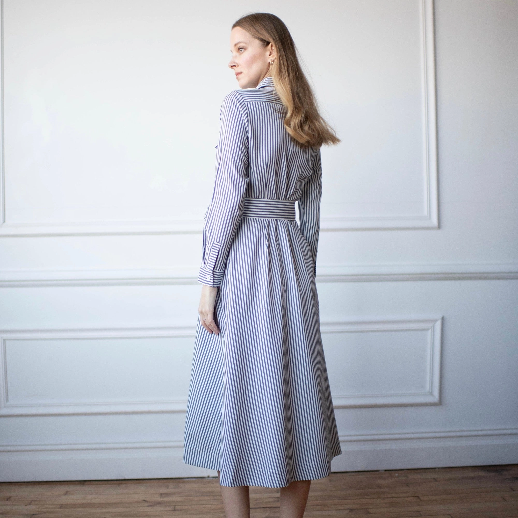 Chrie Pinstripe Dress [Final Sale] Effortless Look