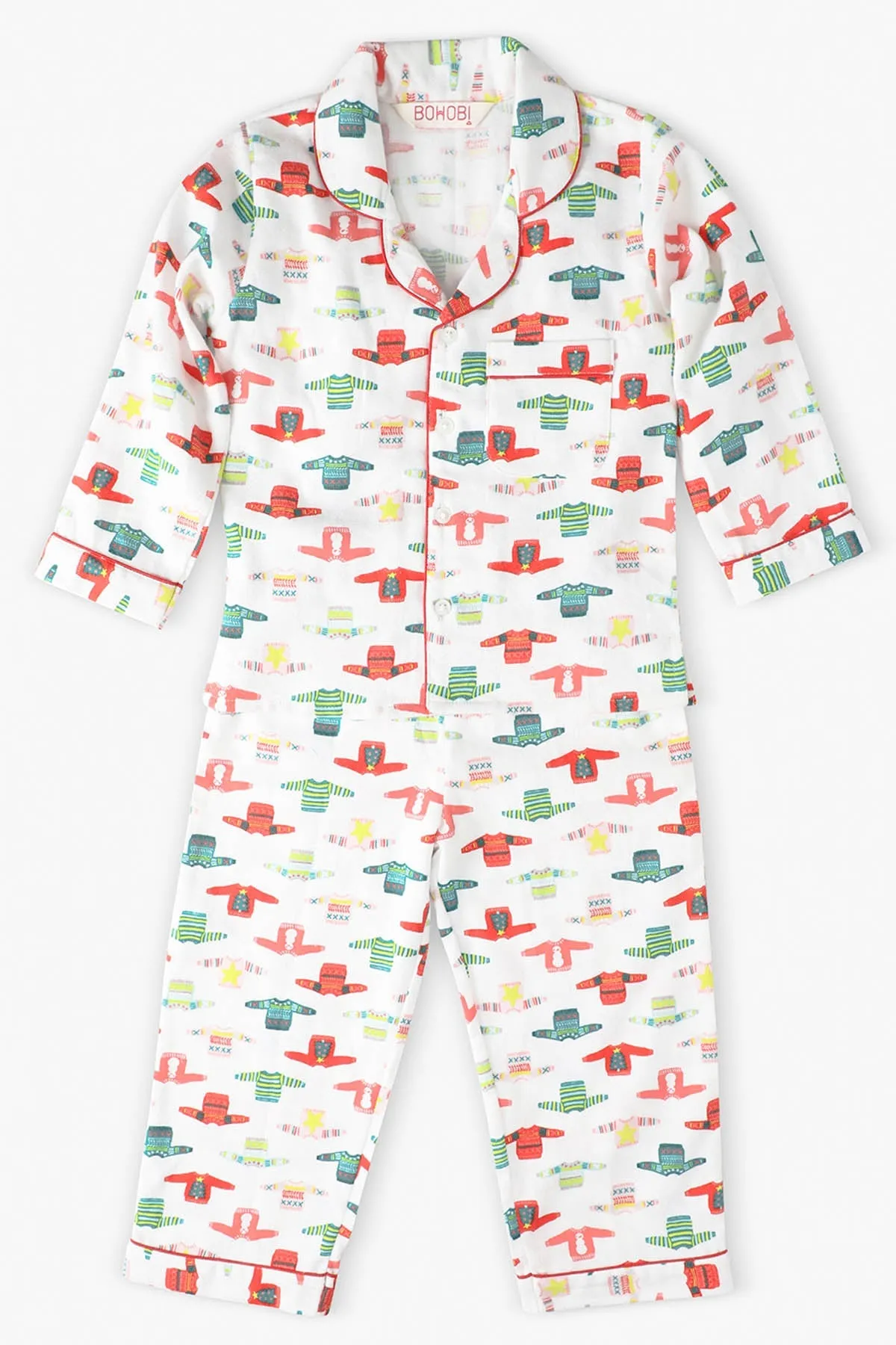 White Full Sleeves Sleepwear