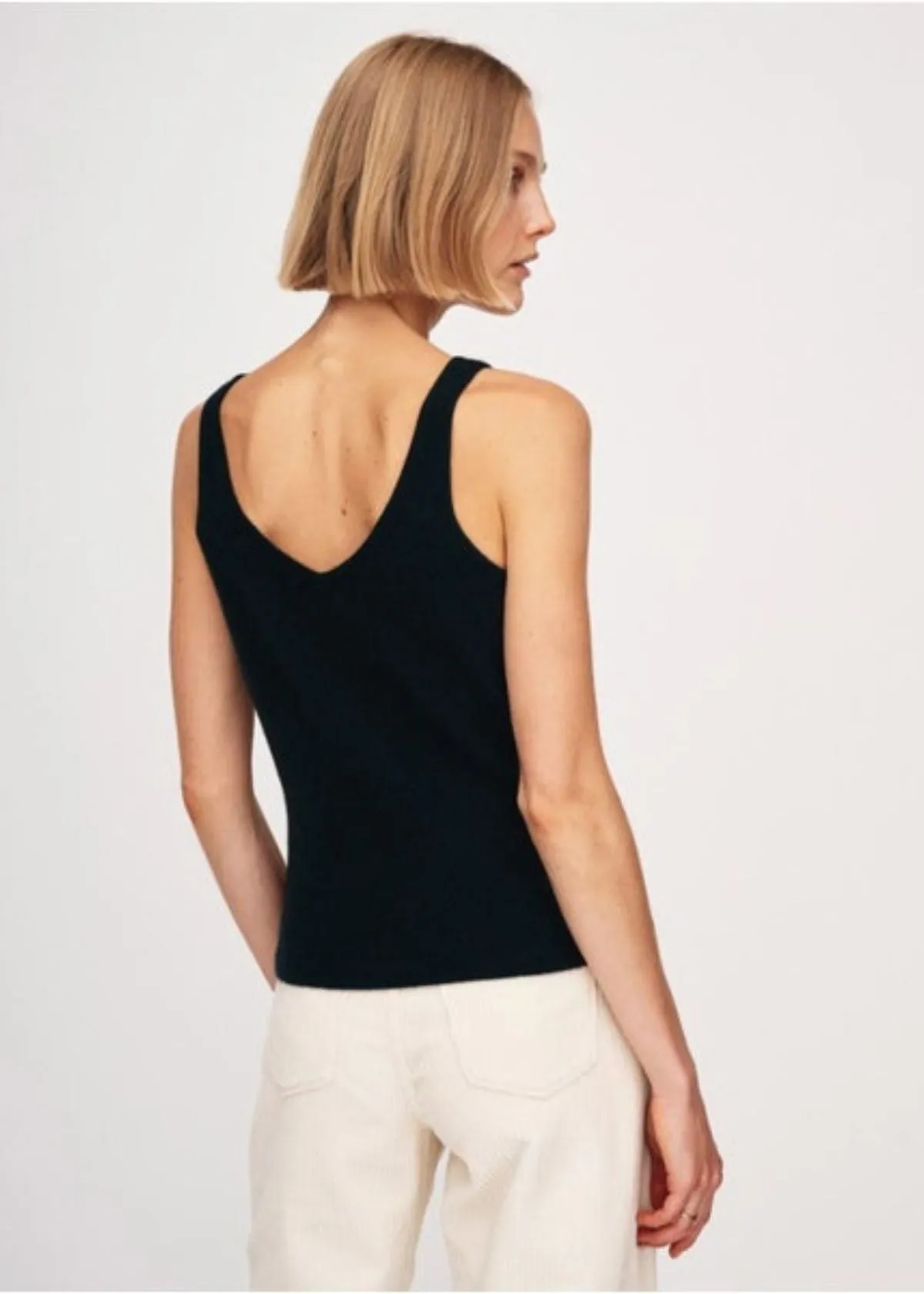 WHITE   WARREN Cashmere Tank Top - Black