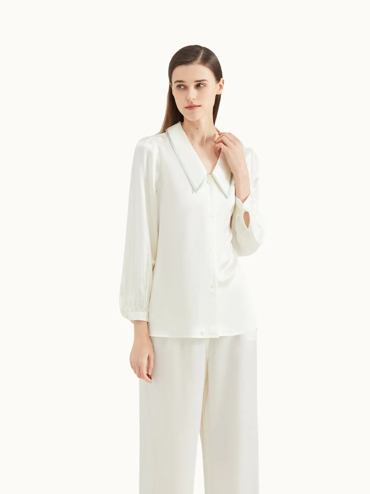 White Women's Silk Pajamas Set
