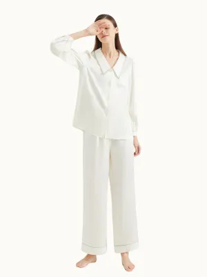 White Women's Silk Pajamas Set