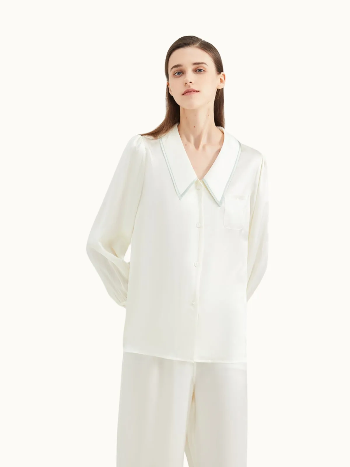 White Women's Silk Pajamas Set