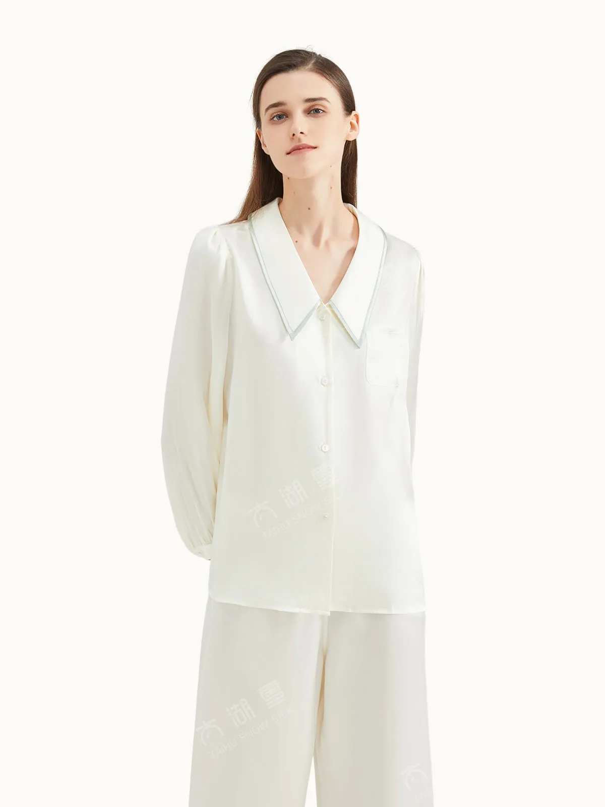 White Women's Silk Pajamas Set