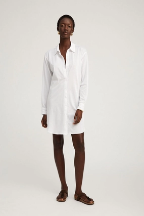 Countryside-Style White Button Down Mini Dress