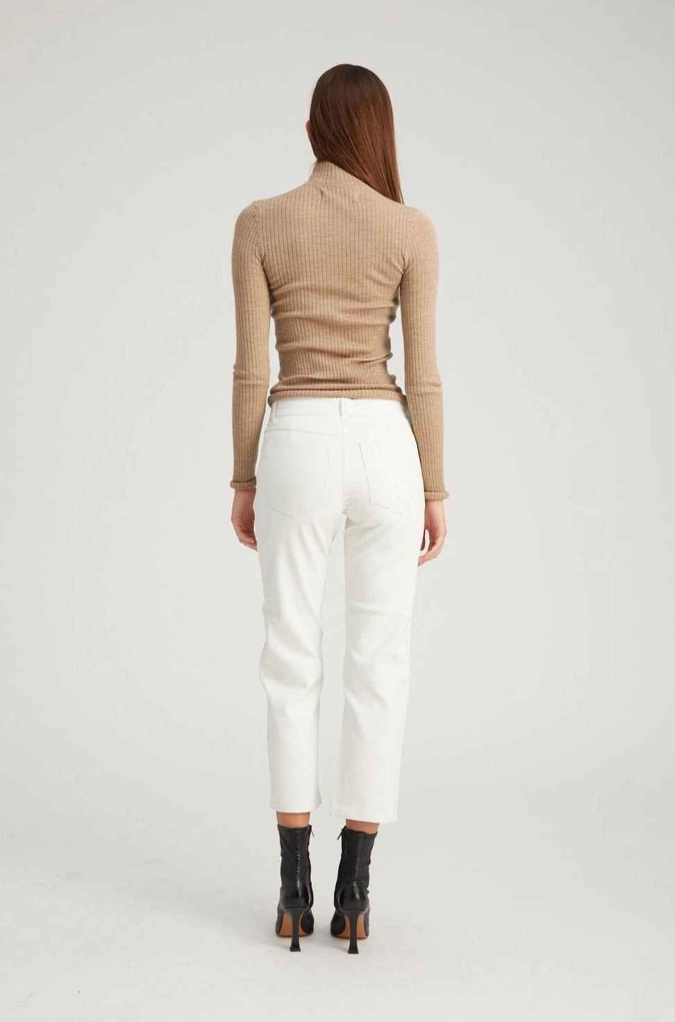 White Leather 5 Pocket Straight Leg Pants Work Essential